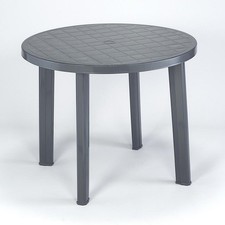 Table de Jardin Tondo 90cm Rond Anthracite Plastique Table de Terrasse Balcon