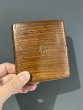 Etui Porte Cigarette Ancien Boite Bois Design Initiales Dorées Incrustées Fumeur