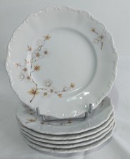 N°1/ 6 ASSIETTES A DESSERT PORCELAINE ALLEMANDE SELTMANN WEIDEN FLEURS BLANCHES