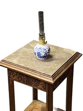 ANCIEN VINTAGE LAMPE A PÉTROLE STYLE DELPHE CERAMIQUE FAÏENCE PORCELAINE