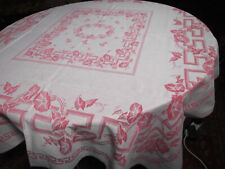 Petit tapis de table 1900 réversible bicolore rouge et blanc 1m55 x 1m45