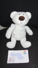 doudou peluche ours blanc bleu