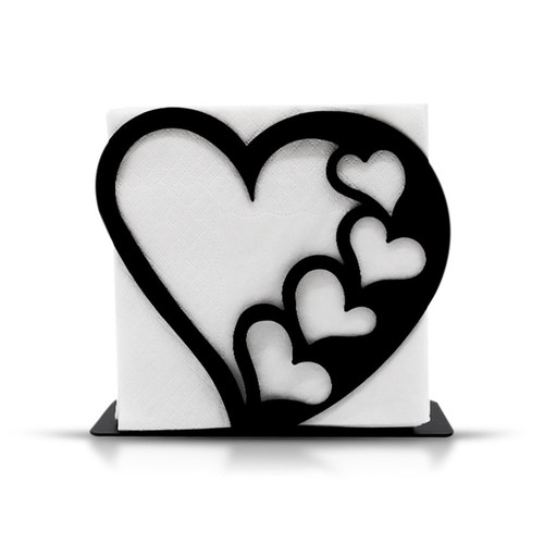 Porte serviette coeur fer noir - porte,