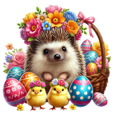 Autocollant mural autocollant hérisson de Pâques doux autocollant mural 18...