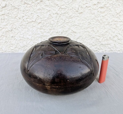 Vase boule art déco bois - art,