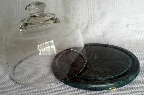 Vintage cheese dome dish tray - dish,