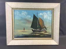 Ancien cadre paysage bateau à