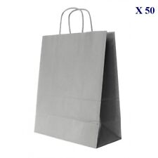 50 SACS PAPIERS KRAFT GRIS 18X8X24 CM POIGNEES TORSADEES