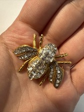 Broche Cigale, Strass Blanc