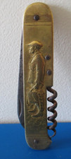 couteau pliant ancien  Pêcheur sur le manche en laiton.