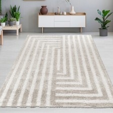 Tapis moelleux à poils longs avec aspect 3D & franges Confortable & moderne