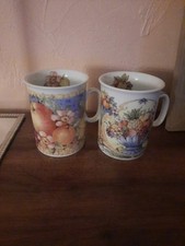 Thun 2 Mugs En Porcelaine Anglaise Décor Fruits
