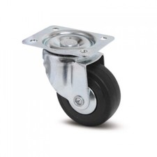Roulette pivotante sur platine - charge 40kg roue caoutchouc - diamètre 50 mm T