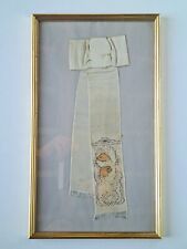 Ancien brassard communion soie brodé Art-Nouveau tableau poissons Wien Autriche