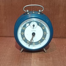 Ancien Réveil Mécanique Bayard Bleu Canard,bi Couleur, Vintage