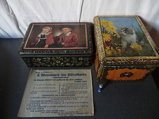 Rare Vintage lot de 2 boites à gateaux métal Excelvit Excellent Bretagne chaton