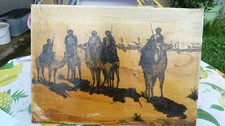 peinture sur toile ancienne cavalier arabe + 1 tabeau vache personnage