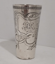 Argent Massif Russe Gobelet Timbale Gravée art Nouveau 1900 90 gr