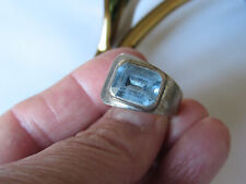 ART DECO - Bague Tank Argent  925 - Aigue Marine ou Topaze Taille 56   RESERVE