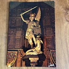 Postcard Cpa - Le Mont Saint-michel - La Statue De St-michel Terrasant Le Demon
