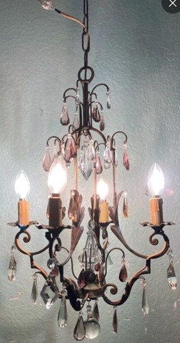 Lustre fer forgé pampilles - lustre,