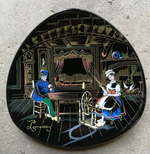 Assiette émaux longwy noire - assiette,