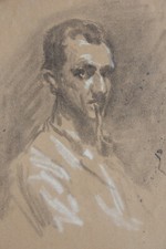 Beau portrait autoportrait dessin fusain artiste peintre alsacien alsace