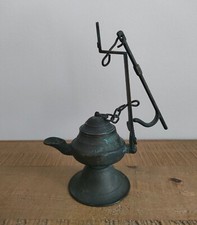 Ancienne Lampe À Huile En Bronze - XVIIIe XIXe