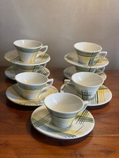 Élégant Service à Café Vintage Badonviller -rayures jaune vert