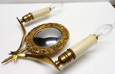 Superbe APPLIQUE bronze doré MIROIR DE SORCIERE deux lumières milieu XXème (3)