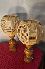 paire de lampes de chevet style scandinave design vintage abat jour corde 30x17