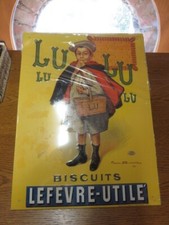 Plaque métal publicitaire Biscuits Lefevre-Utile neuve, vintage