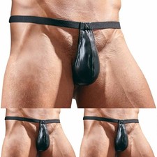 Hommes Faux Cuir String G-String Pochette Culotte sous-Vêtement Sexy T-Back Slip