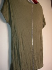 T-Shirt kaki Berenice taille S rayure paillettes argentées dos manches courtes