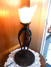  ANCIENNE LAMPE CHEVET SALON FER FORGE ART NOUVEAU