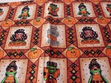 coupon tissu  " Halloween "  51   X  53   cm
