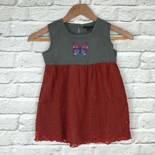 Robe fille rouge et grise 100%