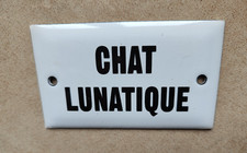 Plaque de porte émaillée CHAT LUNATIQUE émail 800°C Belle Fabrication Française