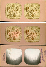 Stéréo, scène de musiciens, buvant du vin, garde républicaine, militaire  vintag