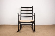 Rocking Chair Danois, en teck laqué et tissu modèle 218 par Thomas Harlev 1960.