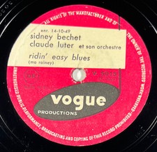 Sidney Bechet & Claude Luter : Les oignons / Ridin' easy blues 78 rpm VOGUE 5015