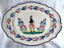 SUPERBE GRAND PLAT EN FAIENCE HUBAUDIERE BOUSQUET HB QUIMPER