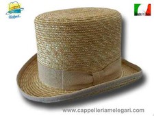 Chapeau haut de forme paille naturelle Melegari Italie 1
