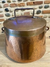 Ancien Grand Chaudron Marmite Cuivre avec Couvercle XIXème