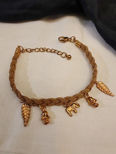 Bracelet cuir torsadé beige - cuir,