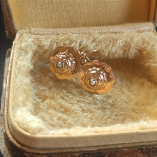 Boucle Oreille Dormeuse Ancienne Napoléon III Poinçon Cheval /Or 750‰ 18K /Perle