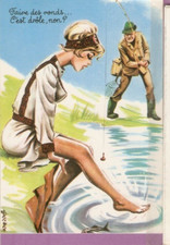 CARRERE  carte postale Humour   PECHEUR (et PIN 'UP)  années 70/80
