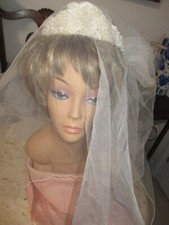white bridal crown sequinned