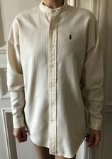 *** CHEMISE MANCHES LONGUES COL MAO BLANC CASSE POLO RALPH LAUREN T. XL TBE ***