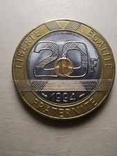  Rare  belle monnaie 20 francs 1994  Mont Saint Michel Dauphin tranche cannelée